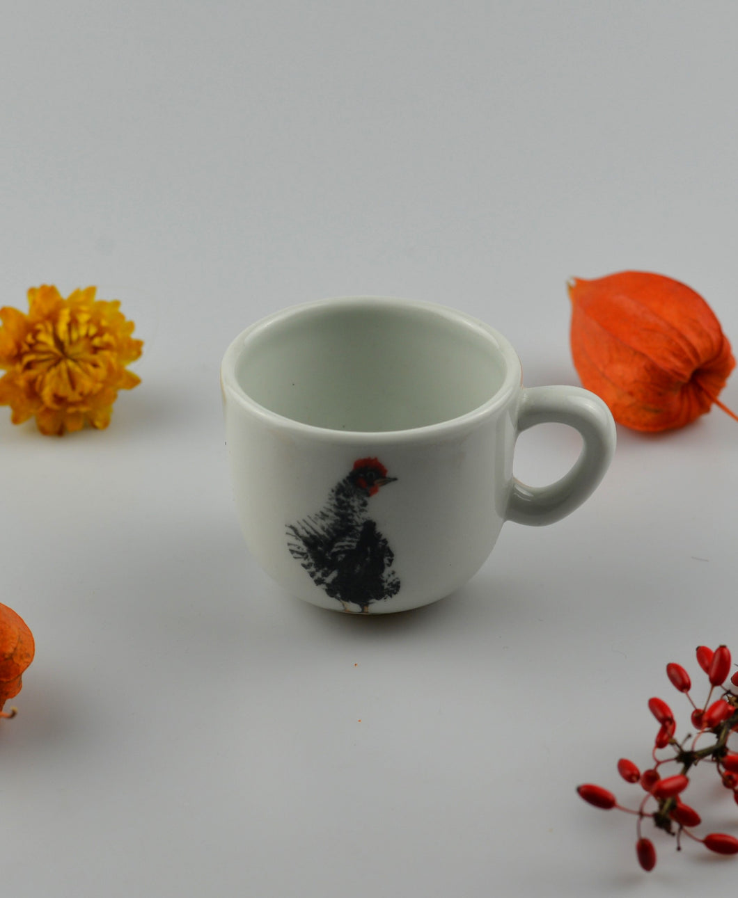 Malý porcelánový šálek na espresso - ptáčci