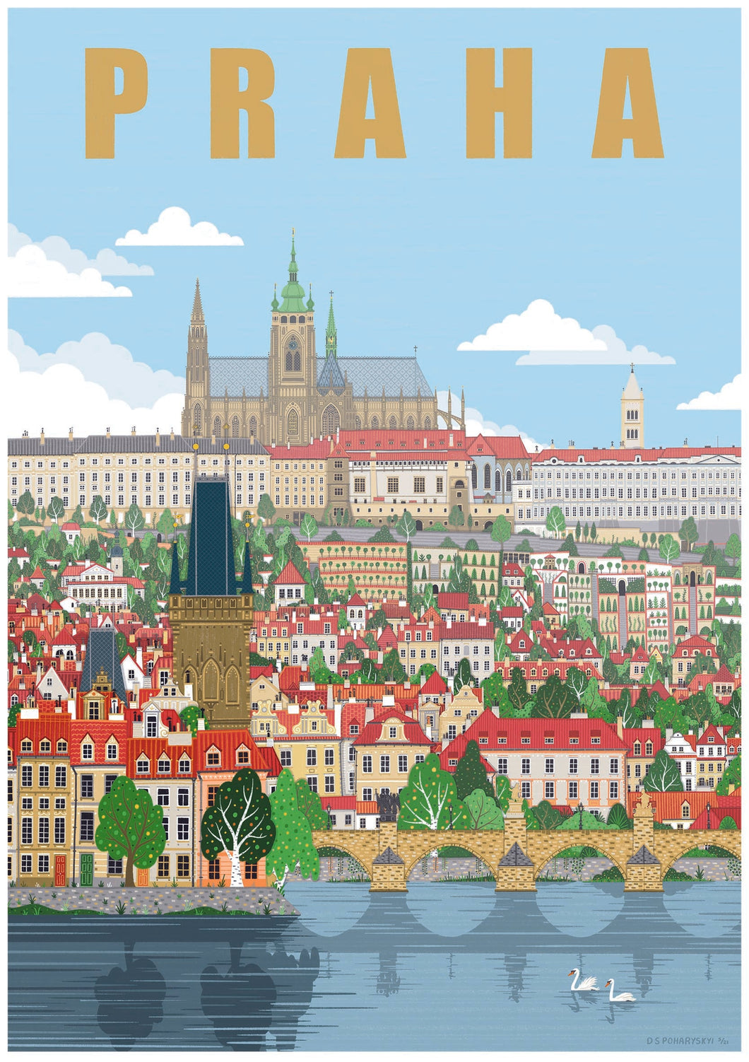 Prague castle poster - 24x34cm