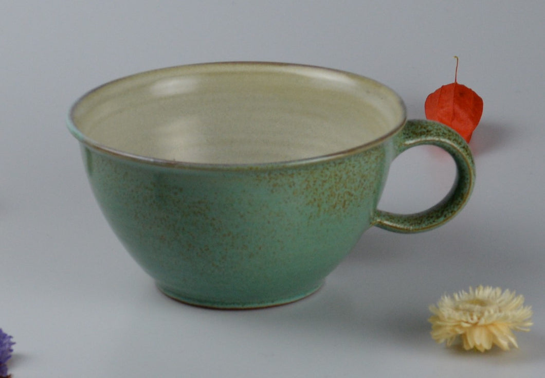 Large ceramic cup - spotted green