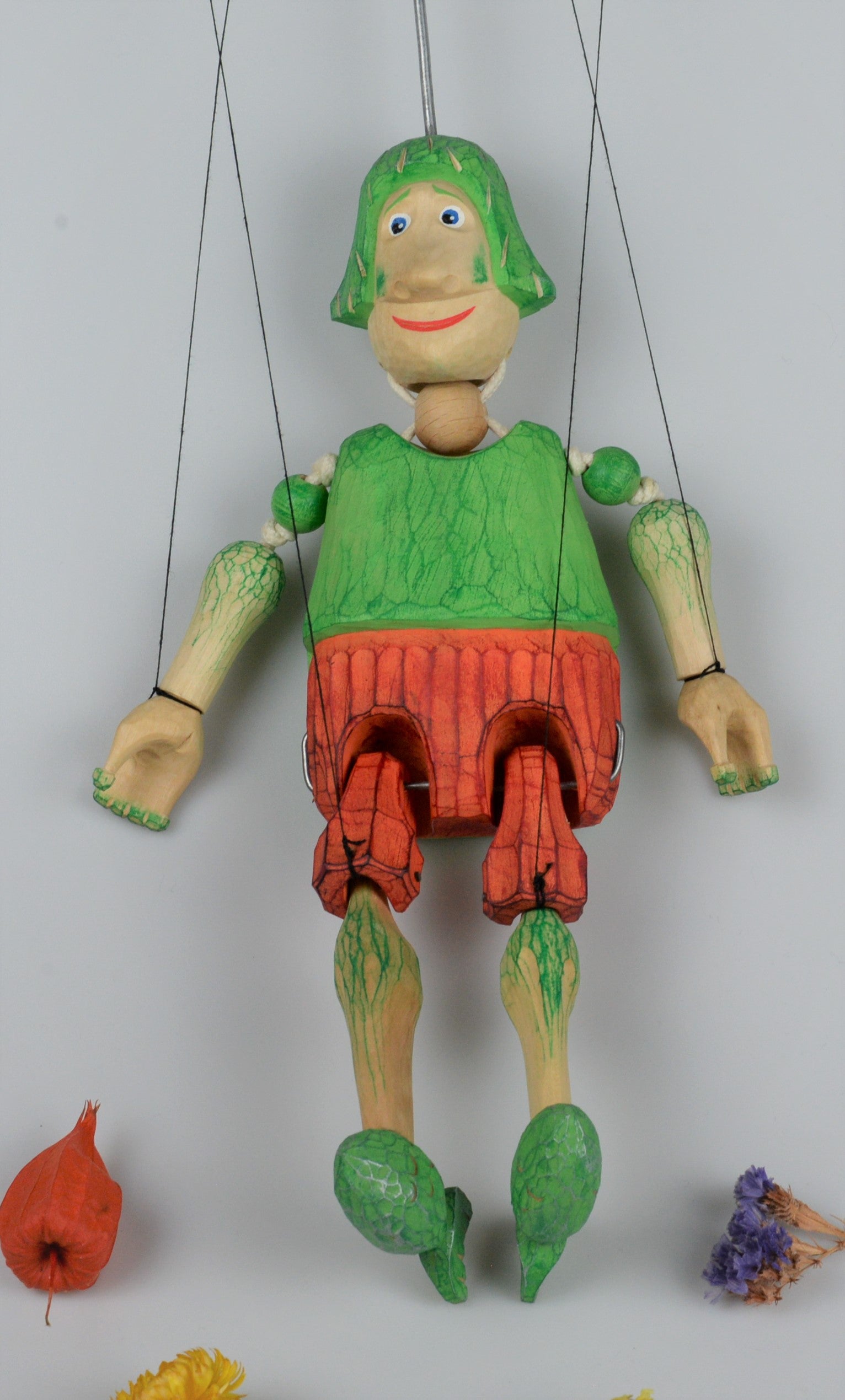 Marionnette Ancienne En Bois - Pantin Vintage Pour Collection Ou Décoration