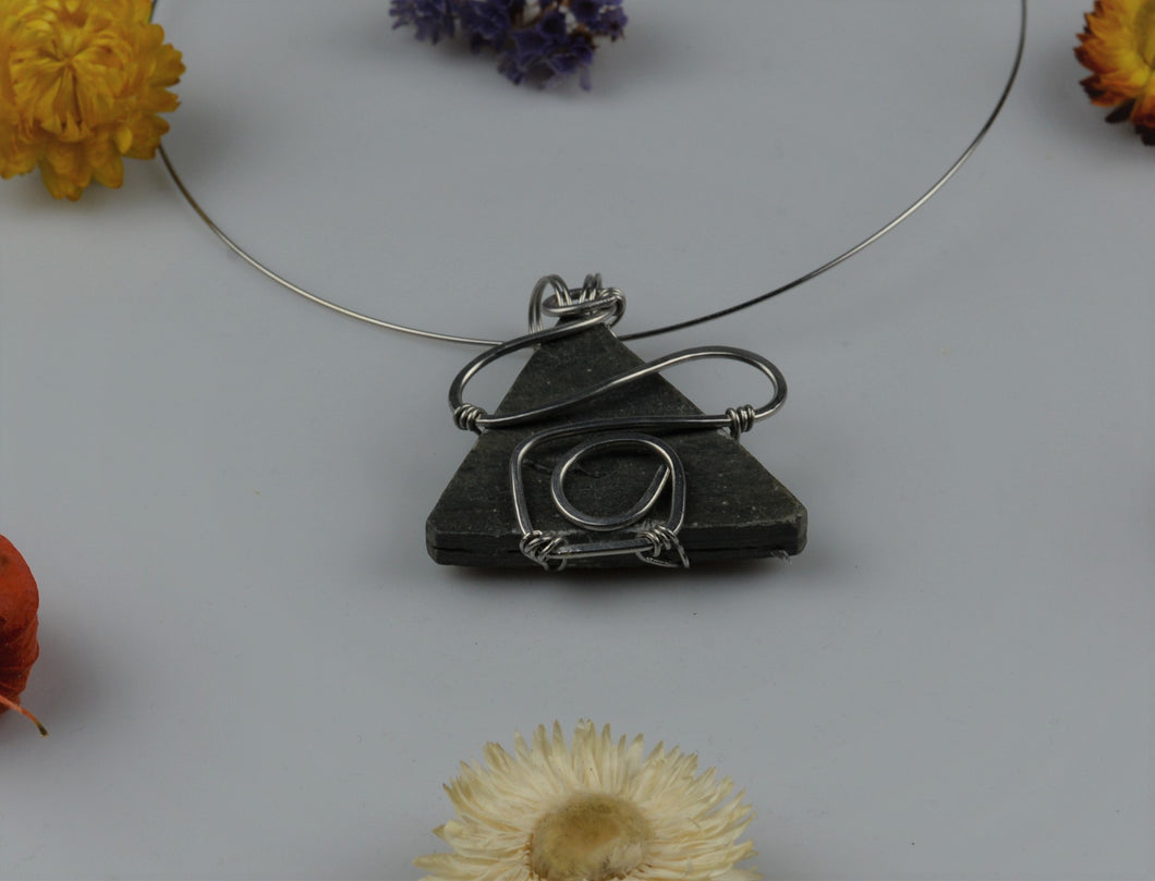 Necklace with a piece of slate