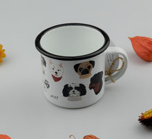 Load image into Gallery viewer, Tin enameled mug - Dog faces
