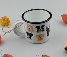 Load image into Gallery viewer, Tin enameled mug - Dog faces
