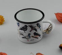 Load image into Gallery viewer, Tin enameled mug - City birds
