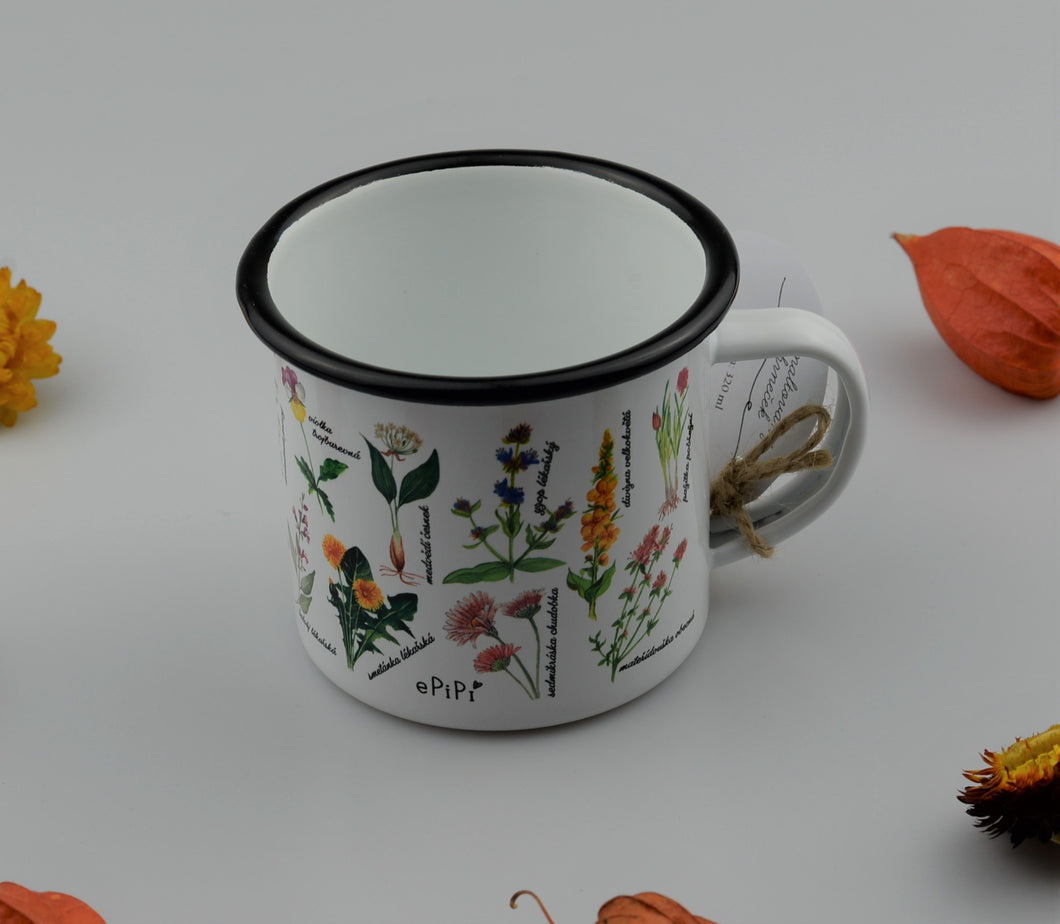 Tin enameled mug - Aromatic plants