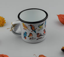 Load image into Gallery viewer, Tin enameled mug - Rural birds
