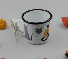 Load image into Gallery viewer, Tin enameled mug - Cats
