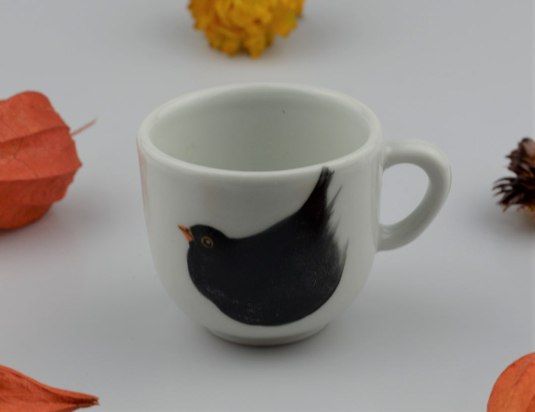 Small porcelain espresso cup - birds