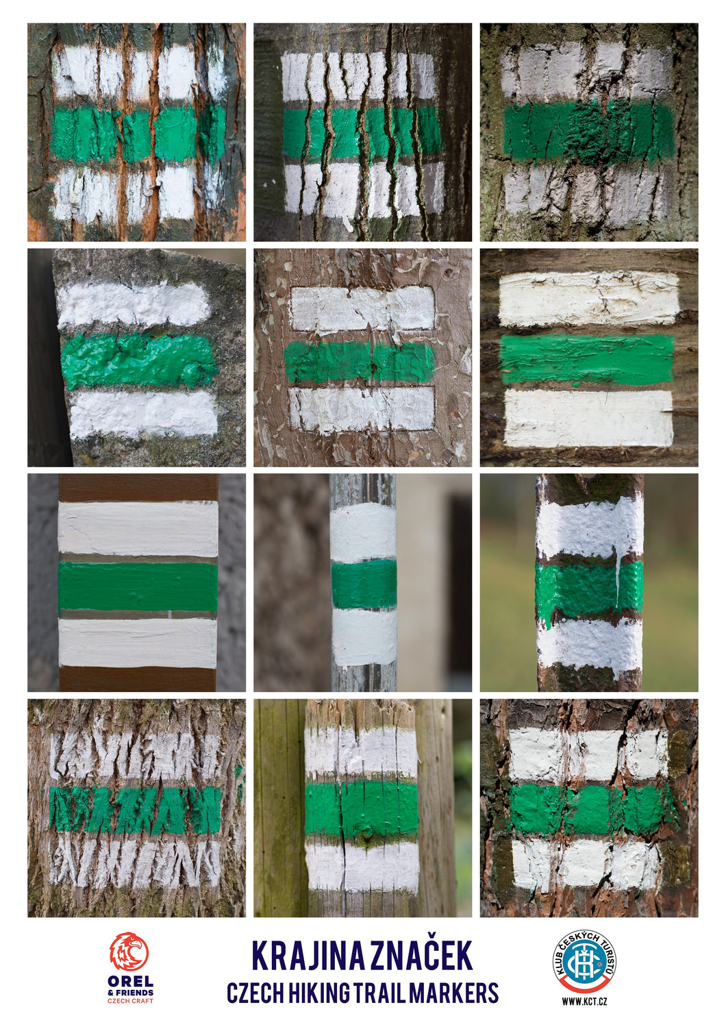 Hiking trail markers poster - green