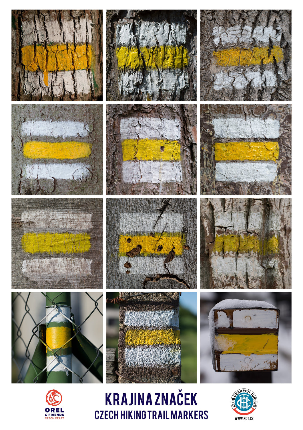 Hiking trail markers poster - yellow